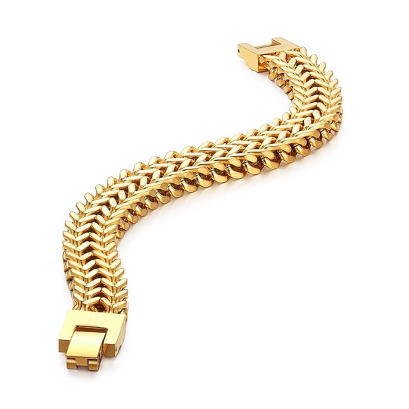 Stainless Steel 12MM Two-Strand Chain Bracelet - Picture 4 of 6